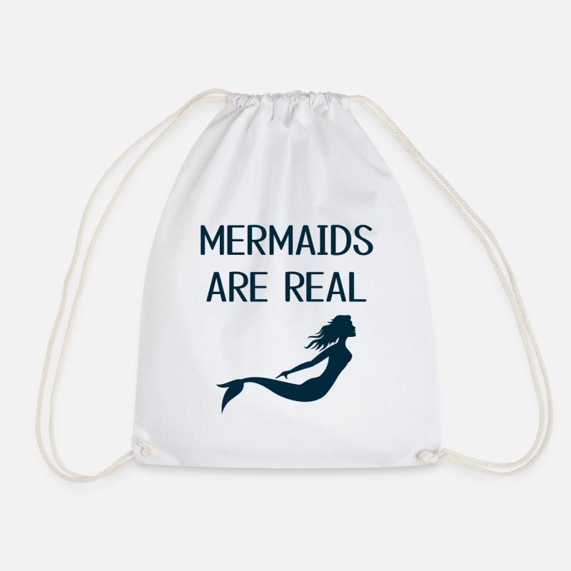 Mermaids - Drawstring Bag - white