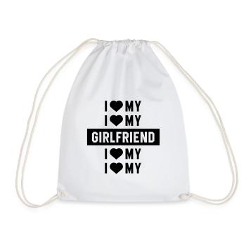 J'aime ma petite amie - Cadeau de Saint Valentin - Sac de sport léger - blanc - Devant