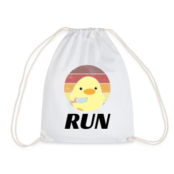 Run duck with knife meme funny saying - Drawstring Bag - white - Front
