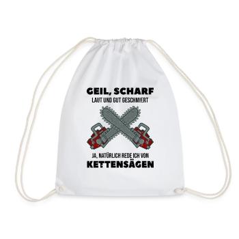 Kettensäge Motorsäge Waldarbeiter Geschenk - Turnbeutel - Weiß - Vorne