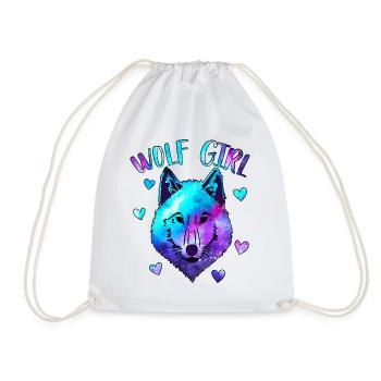 Wolf Girl - Drawstring Bag - white - Front