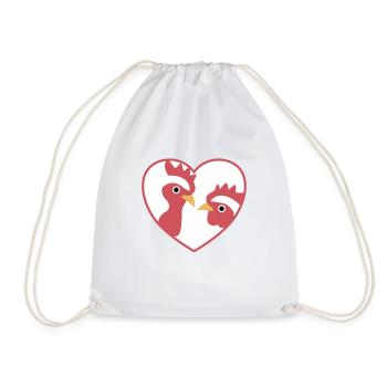 I love chicken sweet chicken rooster chicken - Drawstring Bag - white - Front