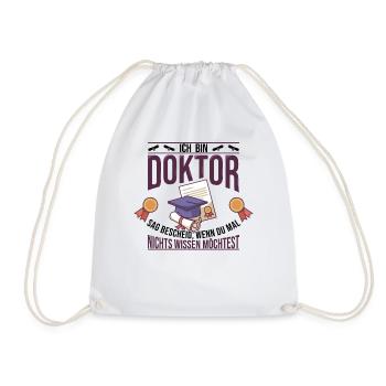 Doktoren Doktortitel Doktorand Promotion Geschenk - Turnbeutel - Weiß - Vorne