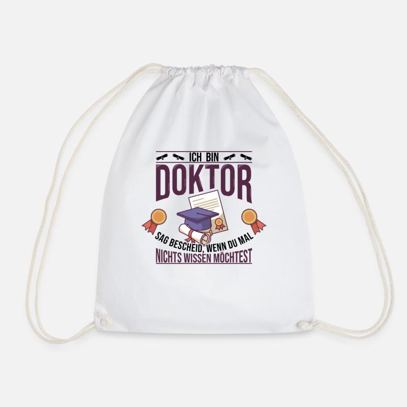Doktoren Doktortitel Doktorand Promotion Geschenk - Turnbeutel - Weiß