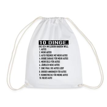 Auto - 10 Things, I Want To Have In Life - Turnbeutel - Weiß - Vorne