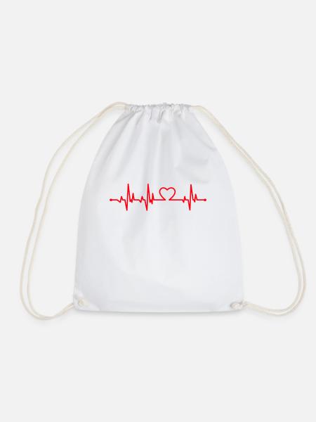 Heartbeat Herzschlag Herz - Valentinstag Geschenk - Turnbeutel - Weiß