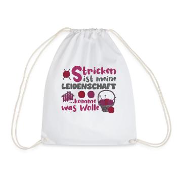 Stricken Strickerin Hobbystrickerin Geschenk - Turnbeutel - Weiß - Vorne