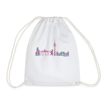 Berlin T-Shirt - Berlin Skyline Shirt - I Love - Drawstring Bag - white - Front