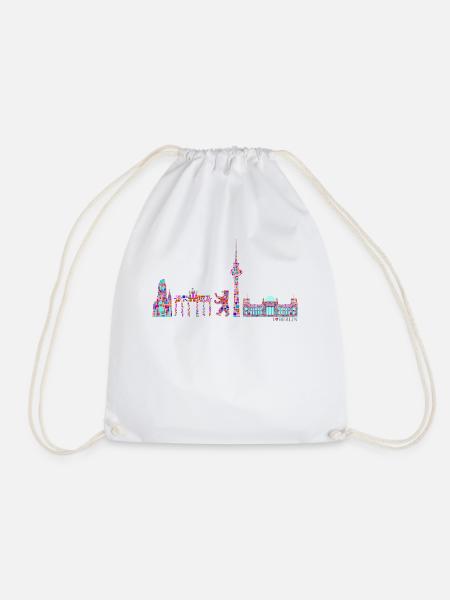 Berlin T-Shirt - Berlin Skyline Shirt - I Love - Turnbeutel - Weiß