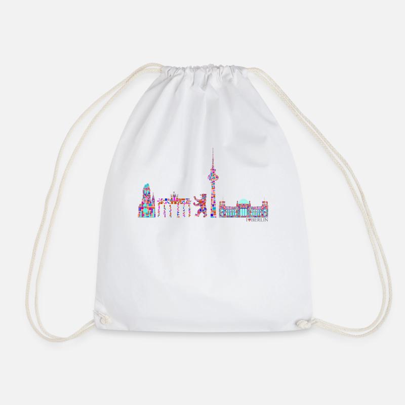 Berlin T-Shirt - Berlin Skyline Shirt - I Love - Turnbeutel - Weiß
