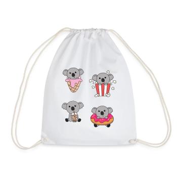 Koala mit Süßigkeiten Kawaii Koalas mit Essen - Turnbeutel - Weiß - Vorne