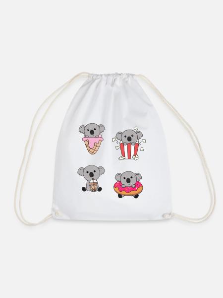 Koala mit Süßigkeiten Kawaii Koalas mit Essen - Turnbeutel - Weiß