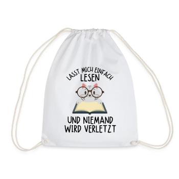Leseratte Katze Katzen Buch Bücher Kätzchen Spruch - Turnbeutel - Weiß - Vorne