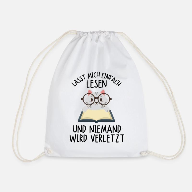 Leseratte Katze Katzen Buch Bücher Kätzchen Spruch - Turnbeutel - Weiß