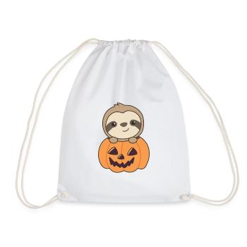 Sloth in Pumpkin Cute Sloths for Halloween - Drawstring Bag - white - Front