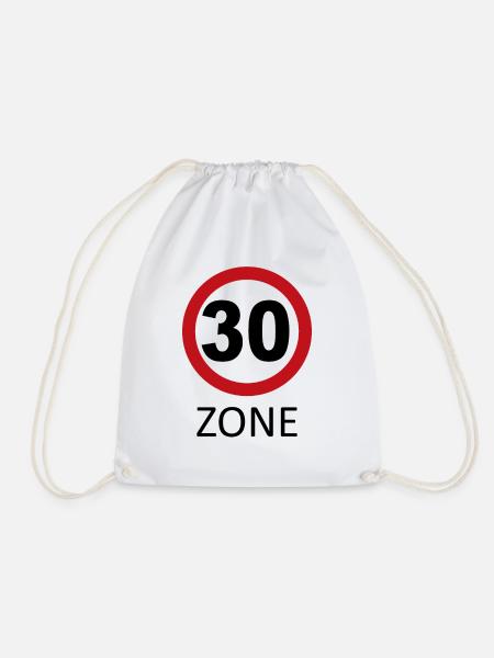 30 Zone - 30 Geburtstag - Verkehrsschild Design - Turnbeutel - Weiß