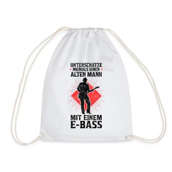 Alter Mann mit E-Bass Bassist Spruch Bass Spieler - Turnbeutel - Weiß - Vorne