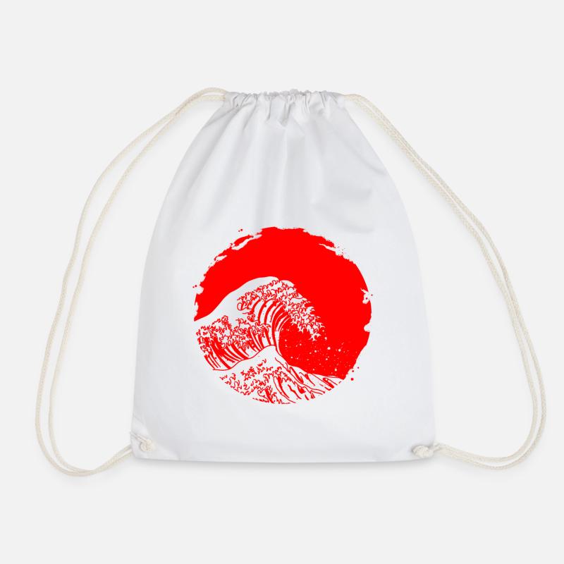Japanische Kunst die große Welle Design Geschenk - Turnbeutel - Weiß