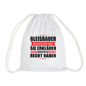 Überarbeiteter Gleisbauer Gleisbau Spruch - Turnbeutel - Weiß - Vorne