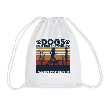 Dogs and Running Vintage Retro - Drawstring Bag - white - Front