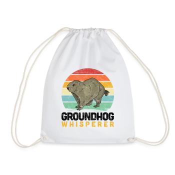 Marmot whisperer funny rodent saying - Drawstring Bag - white - Front