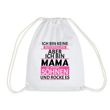 Superheldin Mama Zwei Söhne Spruch Geschenk - Turnbeutel - Weiß - Vorne