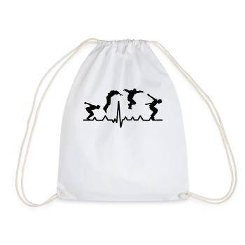 Parkour heartbeat parkour runner obstacle course - Drawstring Bag - white - Front