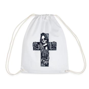 Skull skull skulls skull bones - Drawstring Bag - white - Front