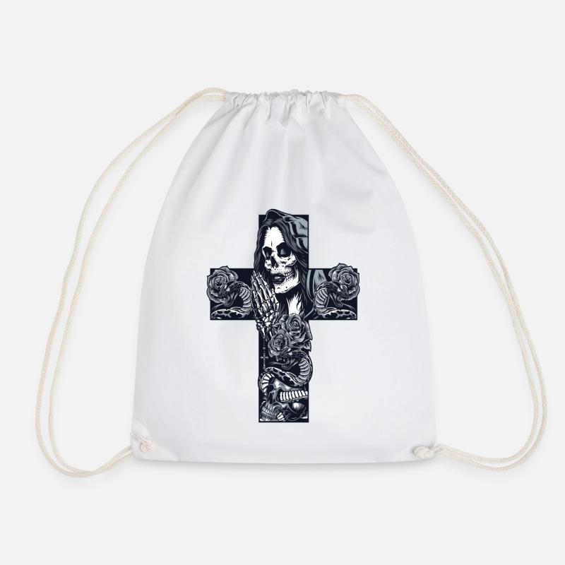 Totenkopf Skull Skulls Totenschädel Knochen - Turnbeutel - Weiß