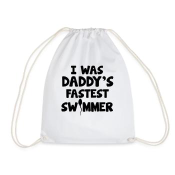 I Was Daddy's Fastest Swimmer Baby Bodysuit - Drawstring Bag - white - Front