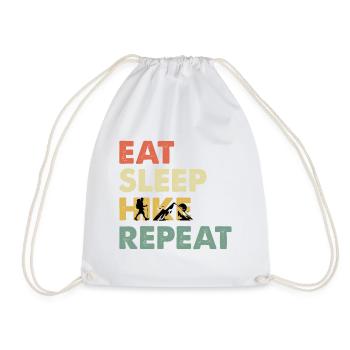 Eat Sleep Hike Repeat Wander Saying - Drawstring Bag - white - Front
