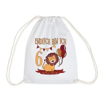 6. Geburtstag Endlich bin ich sechs süßer Löwe - Turnbeutel - Weiß - Vorne