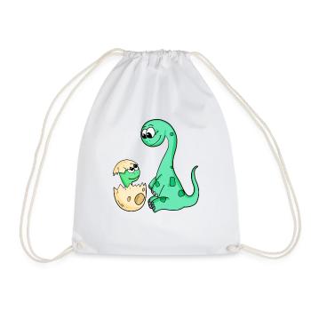 Dinosaures avec bébé dinosaures - Sac de sport léger - blanc - Devant