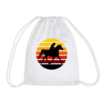 Reiten Pferd Retro Silhouette Damen Mädchen Kinder - Turnbeutel - Weiß - Vorne