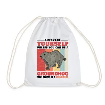 Marmot is always you rodent saying - Drawstring Bag - white - Front
