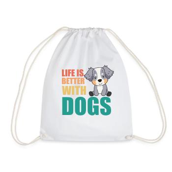 Australian Sheperd Life Dogs - Drawstring Bag - white - Front