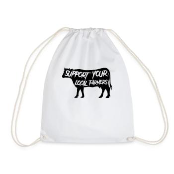 Support Your Local Farmers - Kuh Bauern Landwirte - Turnbeutel - Weiß - Vorne