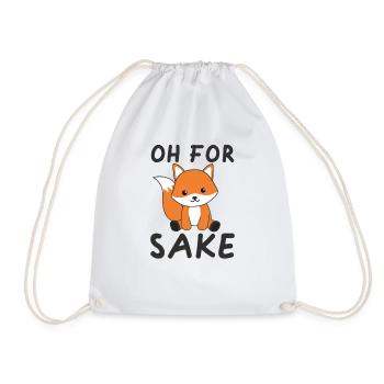 Oh for Fox sake funny foxes pun - Drawstring Bag - white - Front