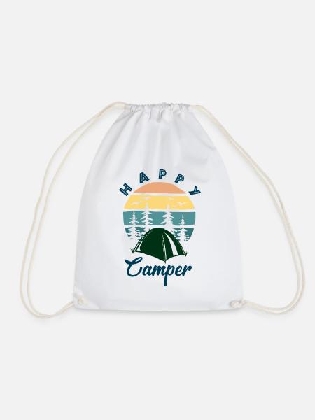 Happy Camper - Drawstring Bag - white
