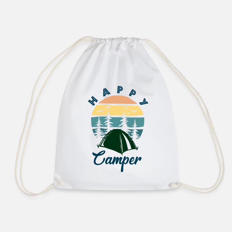 Happy Camper - Drawstring Bag - white