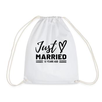 10th wedding anniversary - Drawstring Bag - white - Front