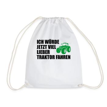 Traktor Trecker Bauer Landwirtschaft Geschenk - Turnbeutel - Weiß - Vorne