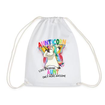 Aunticorn Aunt Dabbendes Unicorn Dabbing Unicorn - Drawstring Bag - white - Front