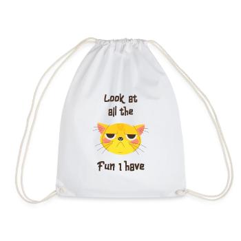 Cat Sakrasmus Fun Fun Kitten Grumpy - Drawstring Bag - white - Front