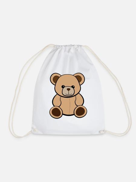 Teddybär Teddy Plüsch Bär Kuscheltier Geschenk - Turnbeutel - Weiß