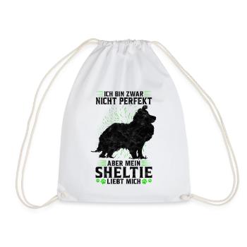 Mein Shetland Sheepdog liebt mich Sheltie Spruch - Turnbeutel - Weiß - Vorne