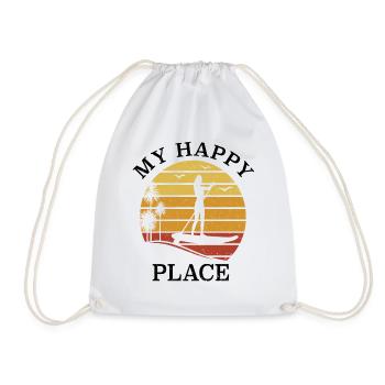 Stand Up Paddle SUP Girl - My Happy Place - Turnbeutel - Weiß - Vorne