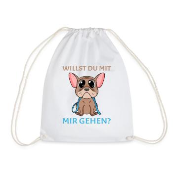 Willst du mit mir(Gassi) gehen? - Turnbeutel - Weiß - Vorne