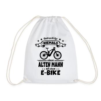 E-Bike Fahrrad Alter Mann eBike Elektrofahrrad - Turnbeutel - Weiß - Vorne