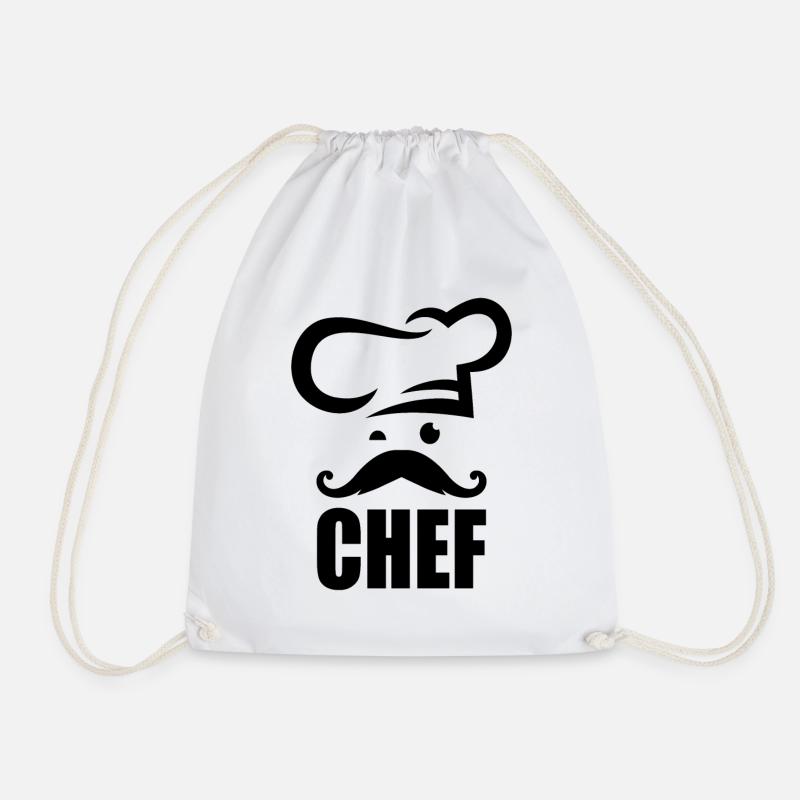 Chef - Chef avec moustache - Sac de sport léger - blanc